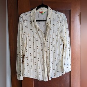 Modcloth Cat Front Button Down Blouse